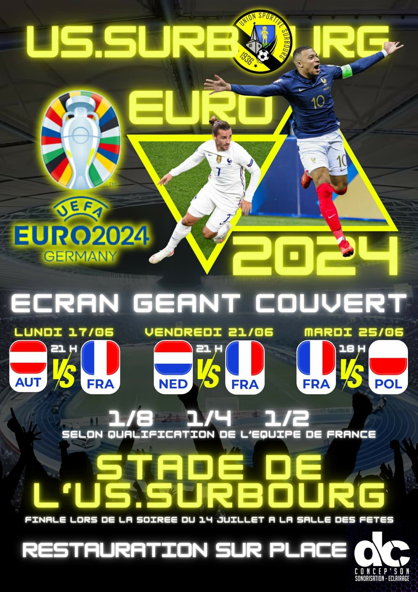 Fan Zone de l'US Surbourg à l'occasion du match Pays-Bas Vs France