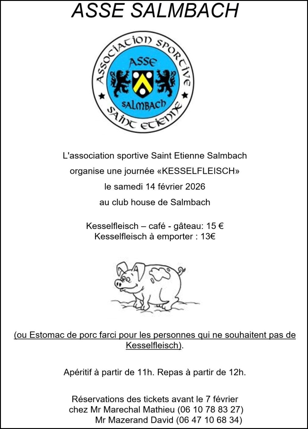 Kesselfleisch ou estomac de porc farci de l'ASSE Salmbach