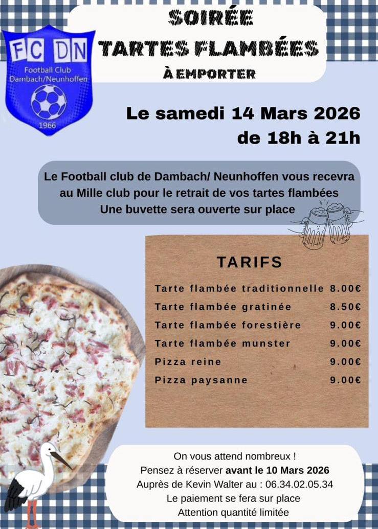 Soirée tartes flambées et pizzas à emporter du FC Dambach/Neunhoffen