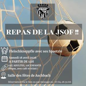 Repas fleischkneppfle avec spaetzle de la Jeunesse Sportive de l'Outre-Forêt