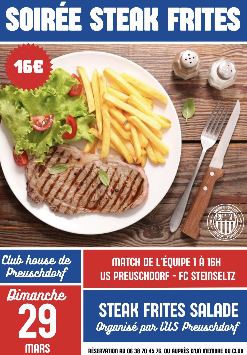 Soirée steak/frites/salade de l'US Preuschdorf