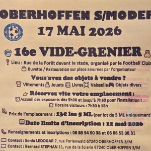 16ème vide grenier du FC Oberhoffen/s/Moder