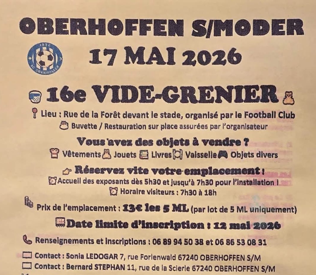 16ème vide grenier du FC Oberhoffen/s/Moder